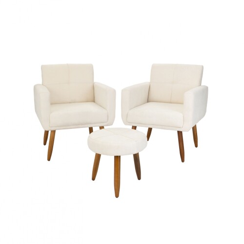 Butaca Havana Moderna x2 + Puff Beige Butaca Havana Moderna x2 + Puff Beige