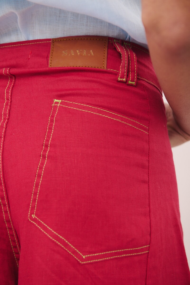 PANTALON WIDE XL LINEN SS26 Cherry