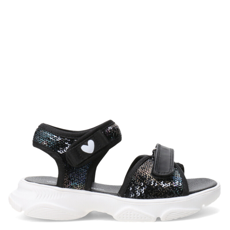 Sandalia de Niña Mini Miss Carol Zaion con lentejuelas y velcro Negro