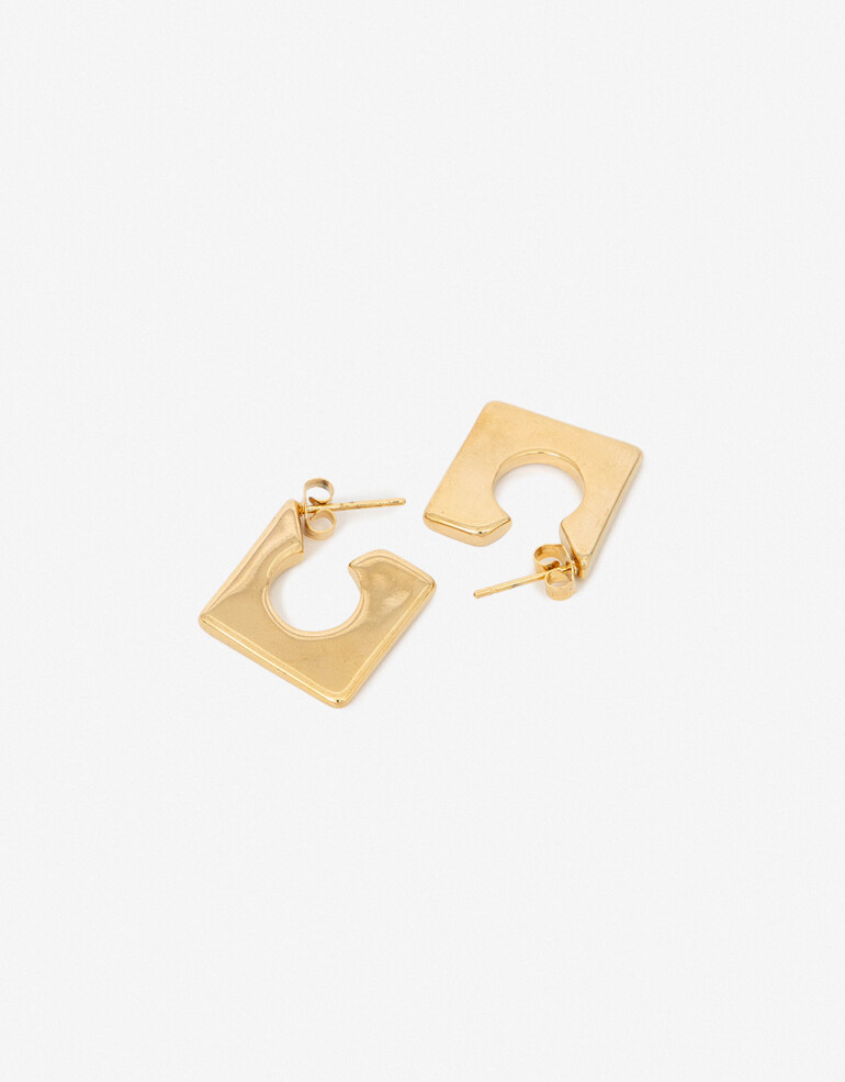 Aros Argollas Metal Aros Argolla De Acero Cuadrado - Dorado