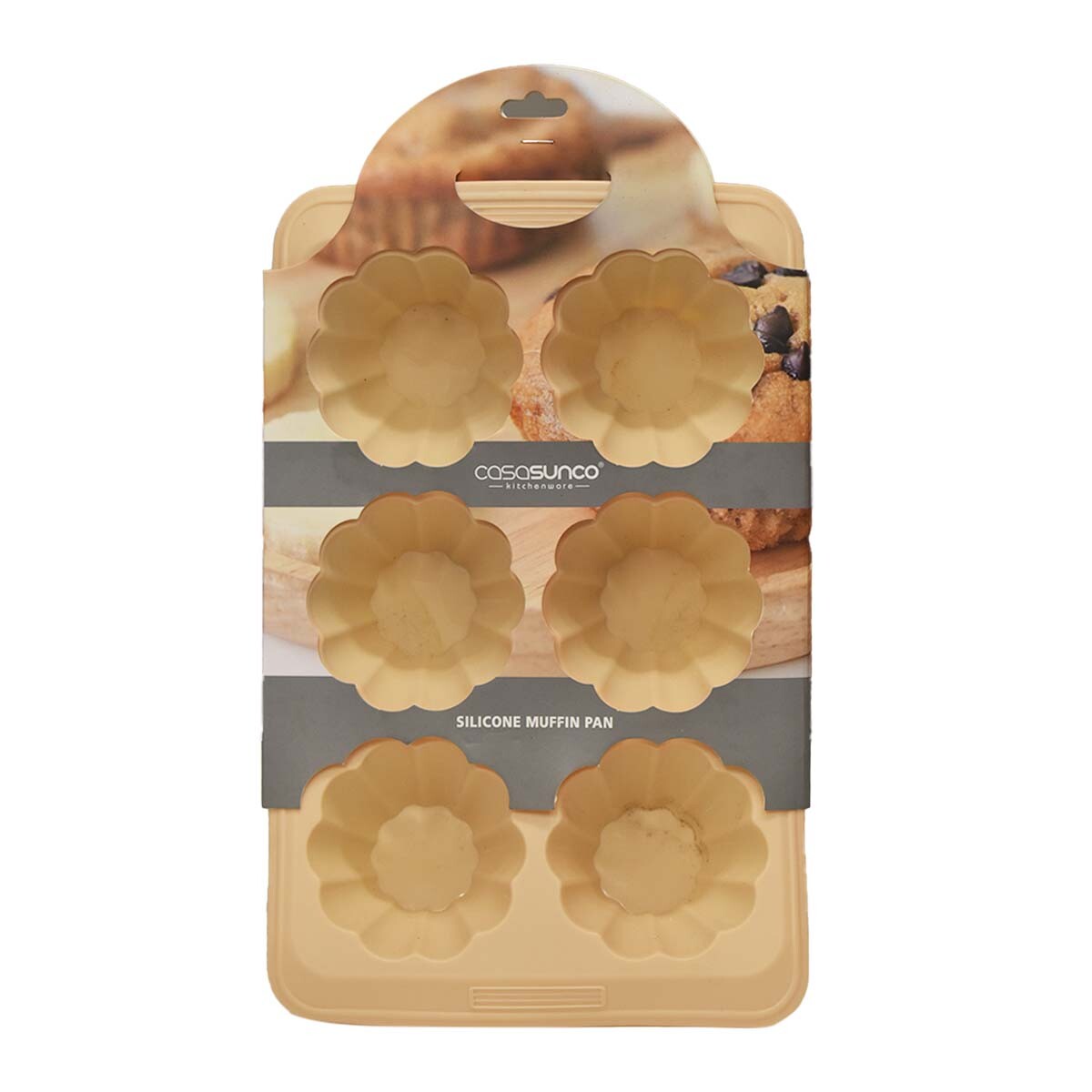 Molde de Silicona para 6 Muffins Cupcakes Antiadherente - Salmón 