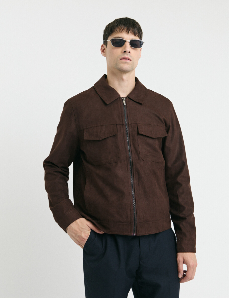 300711 CAMPERA HARRINGTON LABEL Marron Oscuro