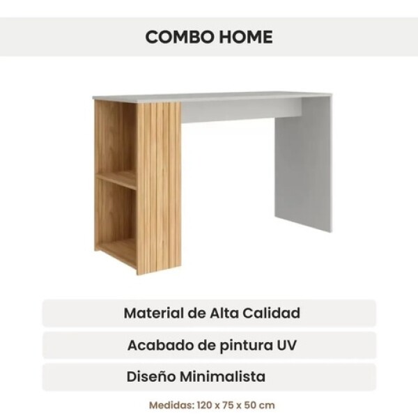 Escritorio ComboHome Nórdico Estantes Laterales 120 Cm Deco Blanco 1