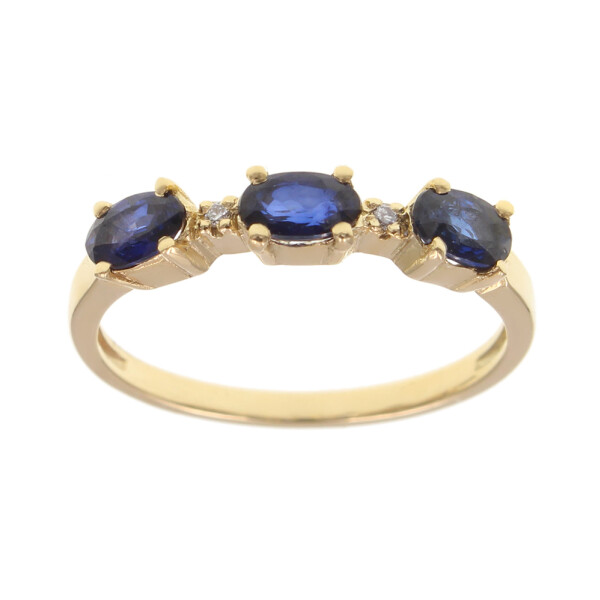 Anillo de oro amarillo 18k con zafiros y brillantes N8902 Anillo de oro amarillo 18k con zafiros y brillantes N8902