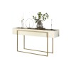 Mesa De Arrime En Vidrio Y Metal - Pilar Blanco