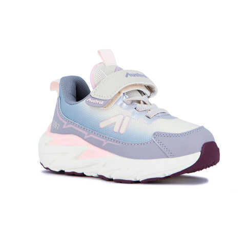 Austral Calzado Deportivo Niño C/Velcro y Cordon Elastico/Suela Rayo / Gris-Rosado Gris-Rosado