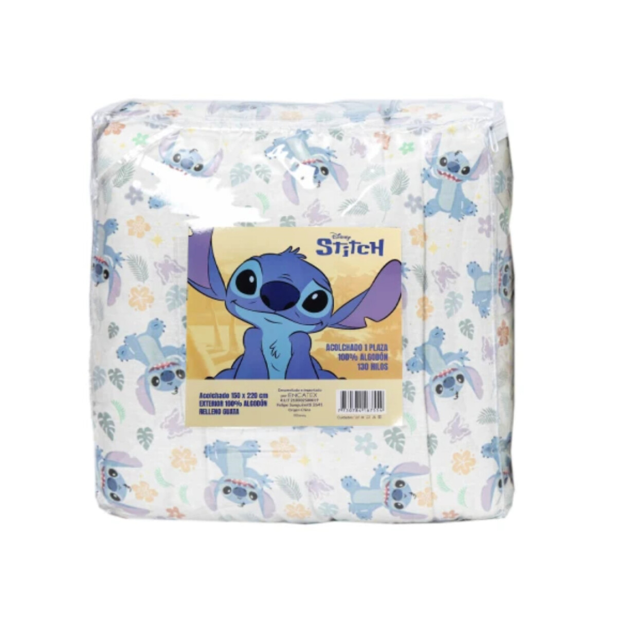 Acolchado Infantil Stitch 1 Plaza - 130 Hilos 