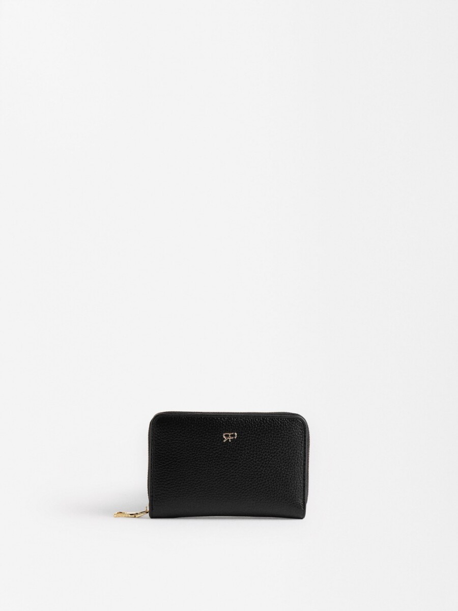 Cartera Básica Con Textura negro