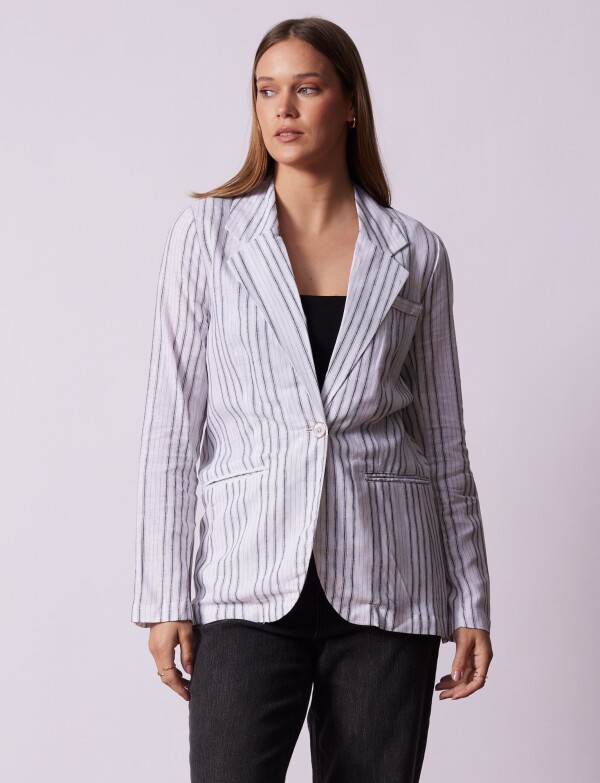 Blazer Lino BLANCO/NEGRO