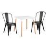 Juego de comedor mesa Cuadrada 80cm + 2 Sillas Tolix Blanco