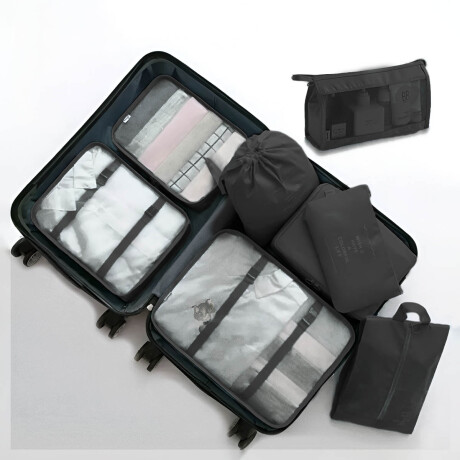Set X8 Organizador De Viaje Valija Mochila Equipaje Negro