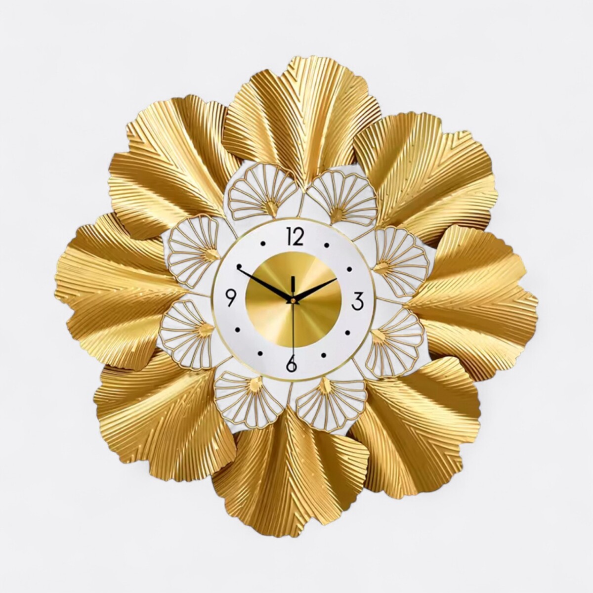 Reloj De Pared Flores Doradas 