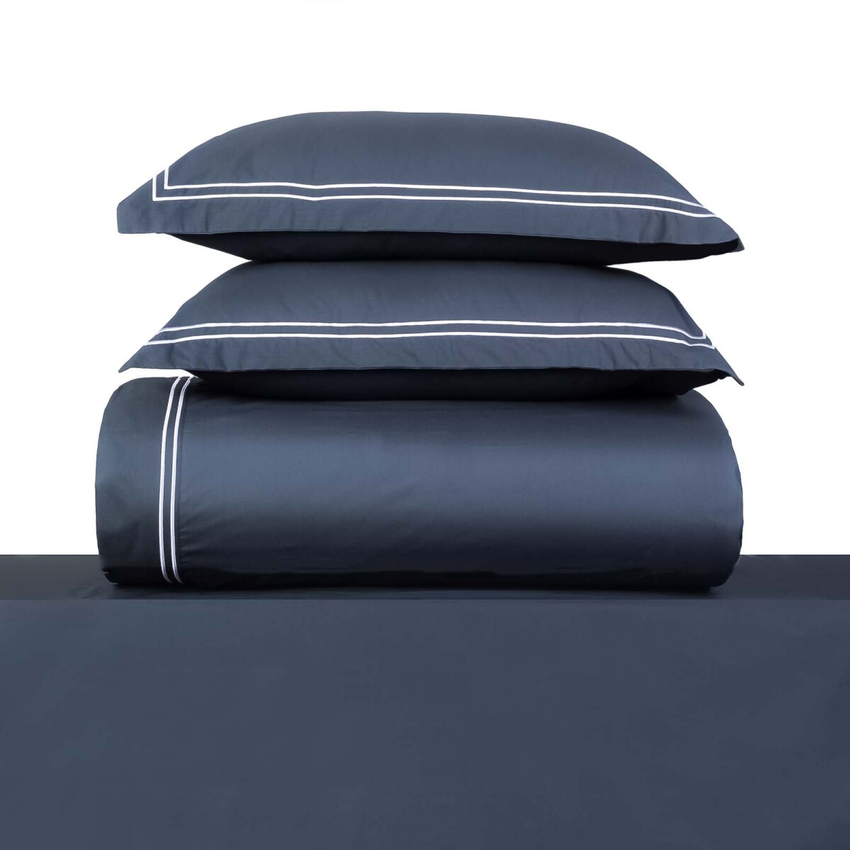 JUEGO DE SÁBANAS DOBLE FESTÓN - KING ALGODON AZUL 200H MARINO 