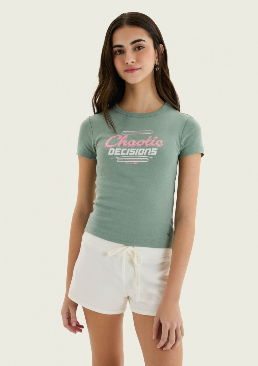 CAMISETA DE MANGA CORTA CON ESTAMPADO - VERDE 