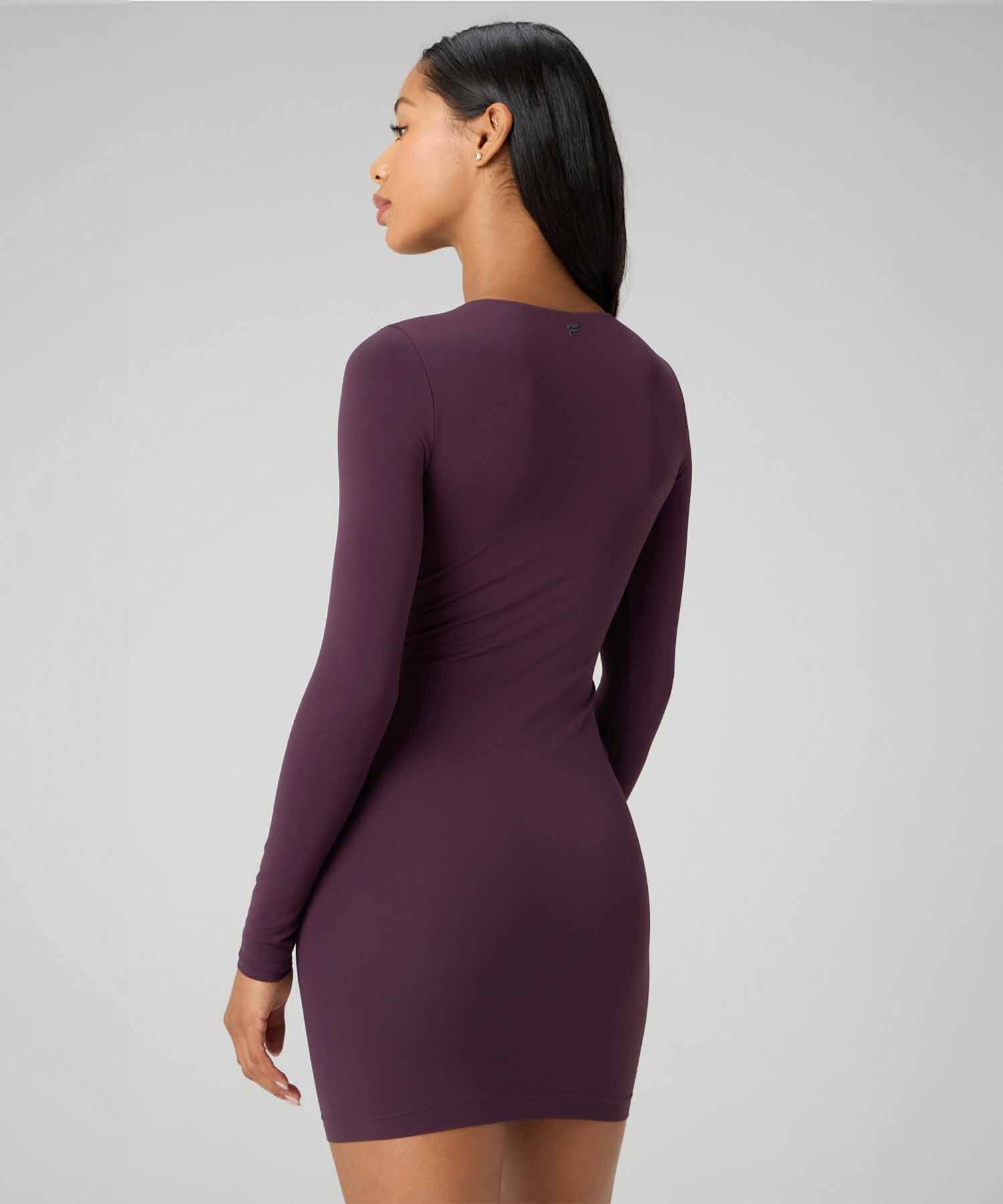 Vestido Seamless Long-Sleeve Mini Dress Mujer Oxblood