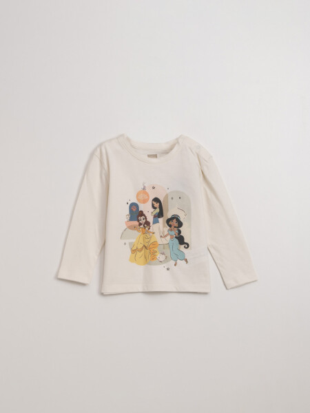 Remera Manga Larga Estampa Princesa Crema
