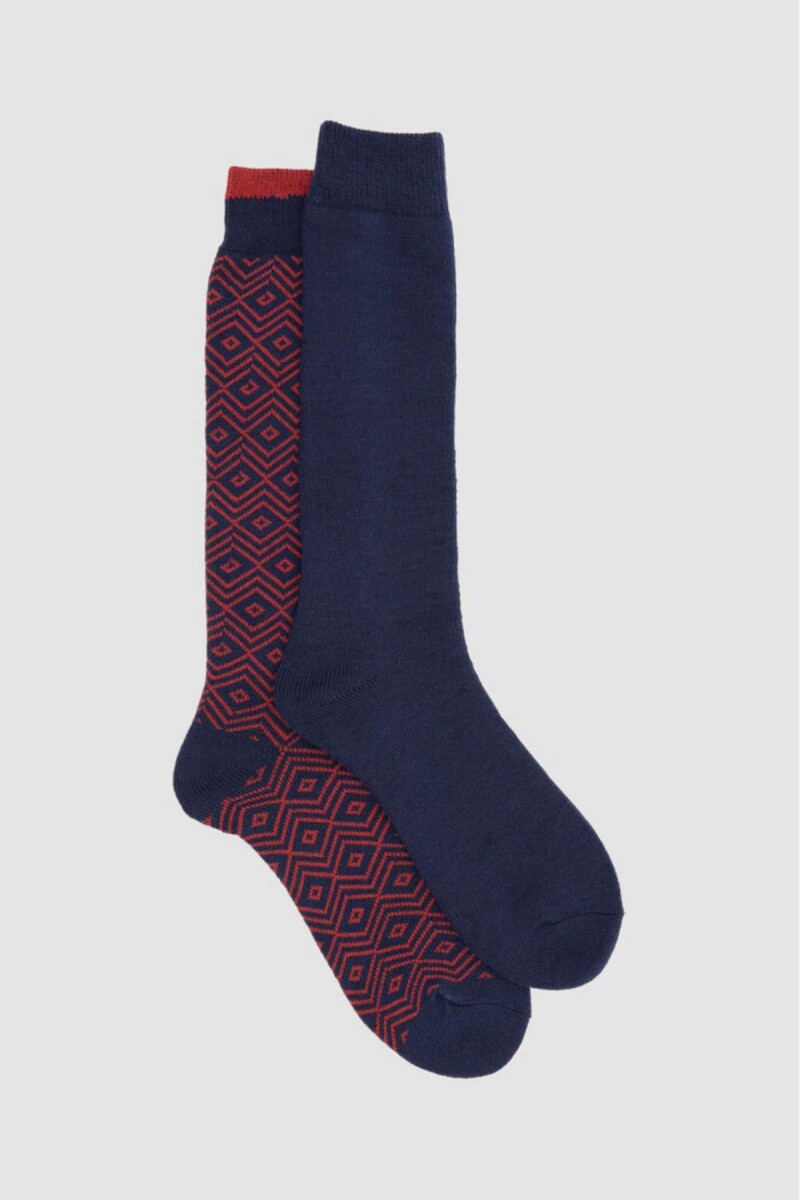 Medias 2 pack una lisa mas una con diseño y felpa interior - Variante 26 