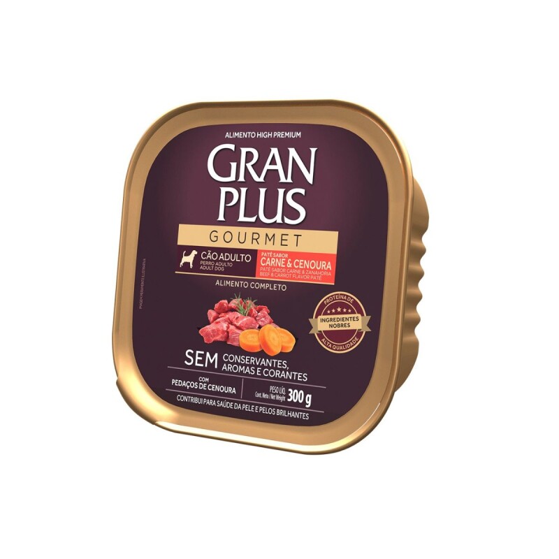 PATE GRAN PLUS PERRO ADULTO CARNE Y ZANAHORIA 300 GRS PATE GRAN PLUS PERRO ADULTO CARNE Y ZANAHORIA 300 GRS
