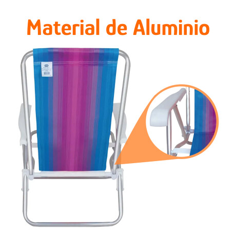 Reposera Silla Reclinable De Playa 8 Posiciones Aluminio Celeste/fucsia