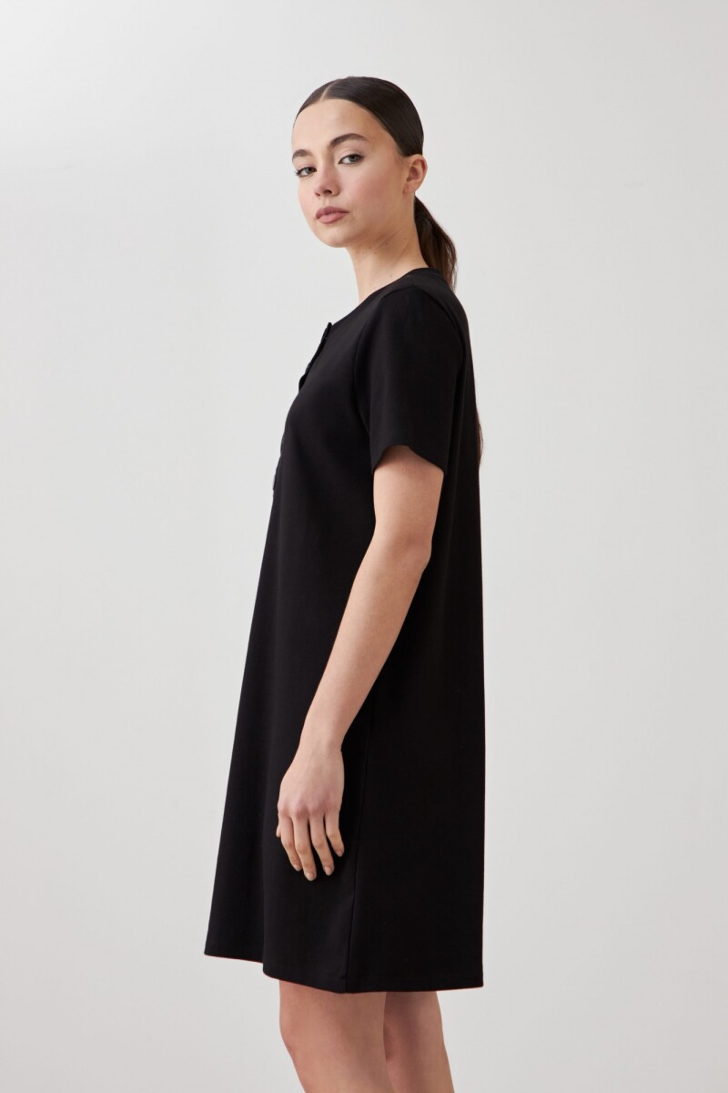 Vestido midi con botones negro