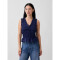 V-SL SMOCKED TIE TOP MILITARY BLUE
