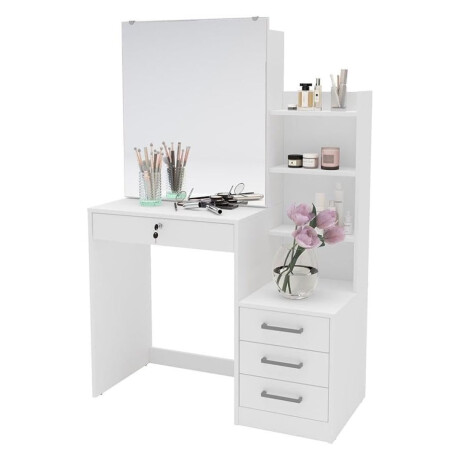 TOCADOR CON ESPEJO HELENA. CON ESPEJO CORREDIZO BLANCO