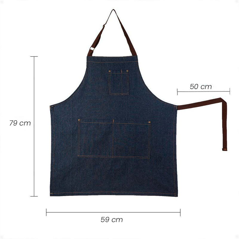 Delantal De Mezclilla Unisex y Ajustable Para Chef Estudio Cocina Mesero Delantal De Mezclilla Unisex y Ajustable Para Chef Estudio Cocina Mesero