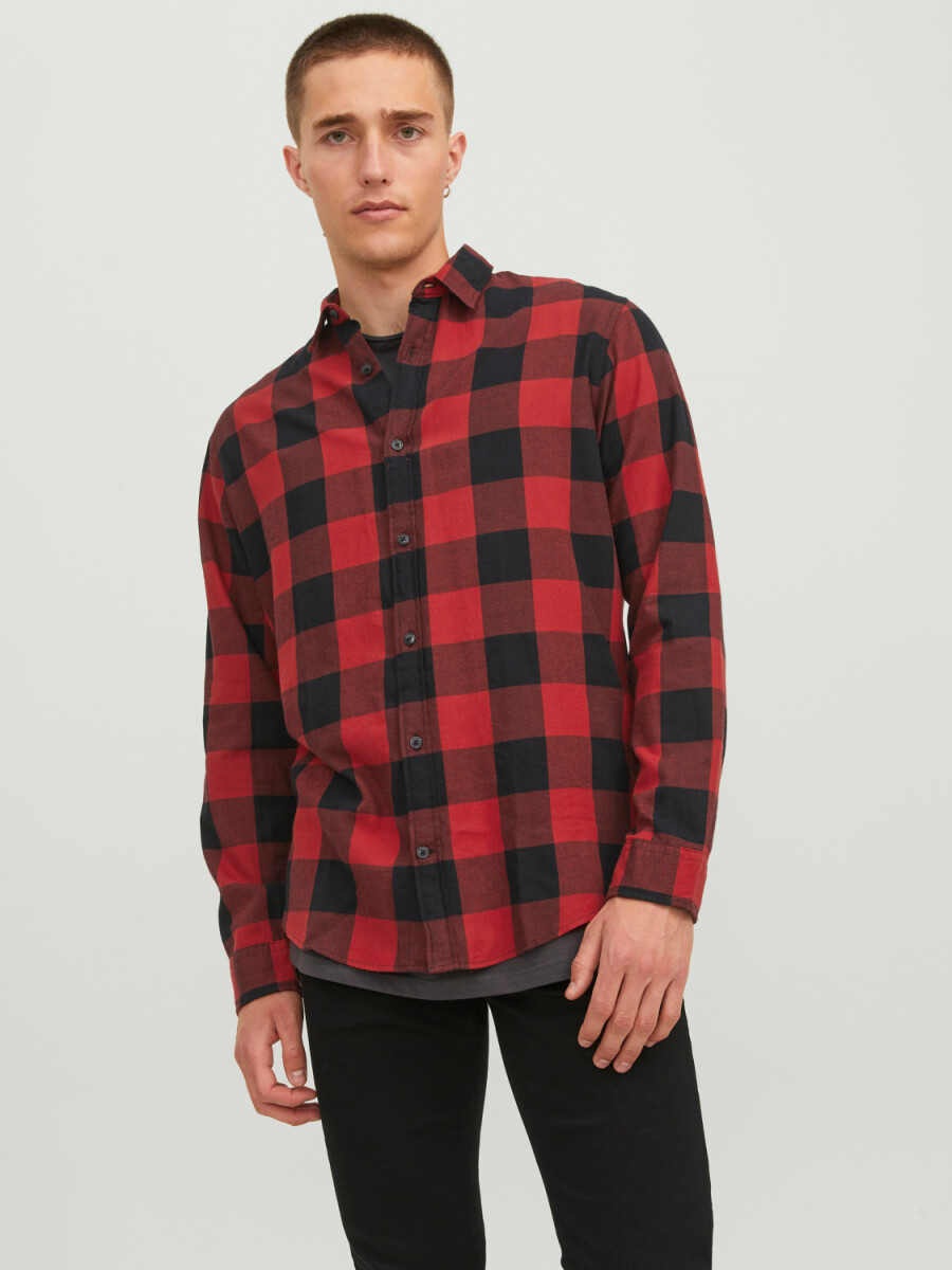 CAMISA GINGHAM CUADRO LEÑADOR - Brick Red 