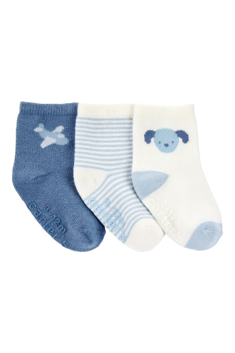 Pack tres pares de medias de algodón, azules Pack tres pares de medias de algodón, azules