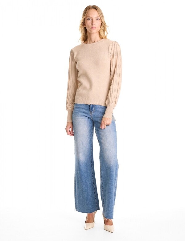 Buzo Manga Plisada BEIGE