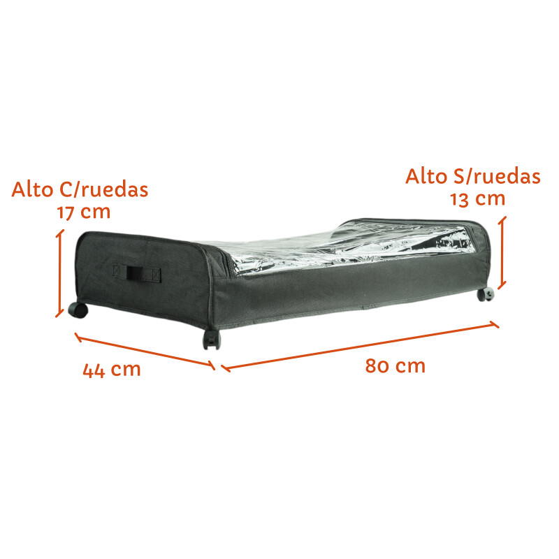 Cajon Organizacion Para Bajo La Cama C Ruedas 80cmx44cmx13cm Negro