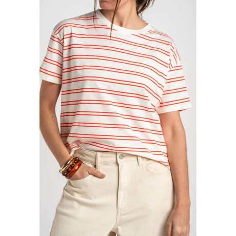 Remera Rayada Algodón Rojo