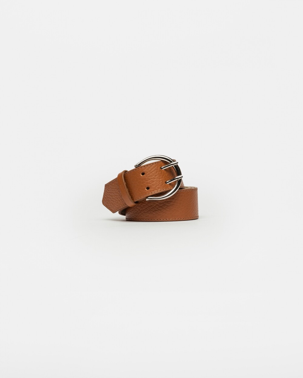 Cinturon Indie En Cuero Graneado Marron