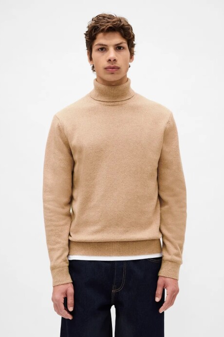 Buzo Polera Cashsoft Hombre Camel Heather B2297