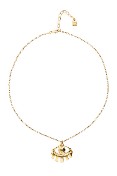 COLLAR CORTO DE ALEACIÓN DE METALES BAÑADO EN ORO DE 18K CON DETALLE DE OJO PEQUEÑO Colgante