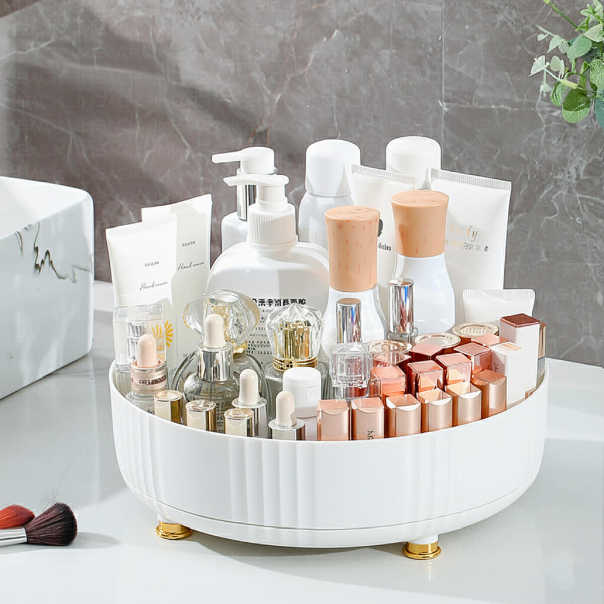 Organizador Giratorio 360° IMBACK IBK-HMJ086 | Multifunción para Maquillaje, Cocina y Hogar Blanco 