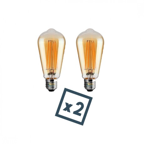 Pack x2 pcs Lampara Led Filamento Vintage Pera ambar 6w Pack x2 pcs Lampara Led Filamento Vintage Pera ambar 6w