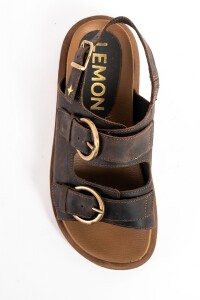Sandalias De Doble Tira Con Talón Chocolate