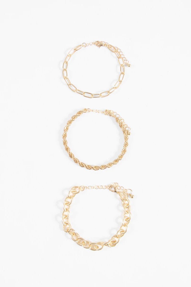 Pulsera tres cadenas dorado