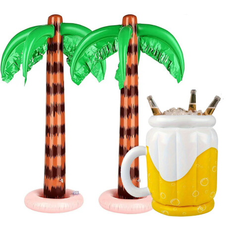 Set X3 Flotador Piscina Palmera Cerveza Heladerita Set X3 Flotador Piscina Palmera Cerveza Heladerita