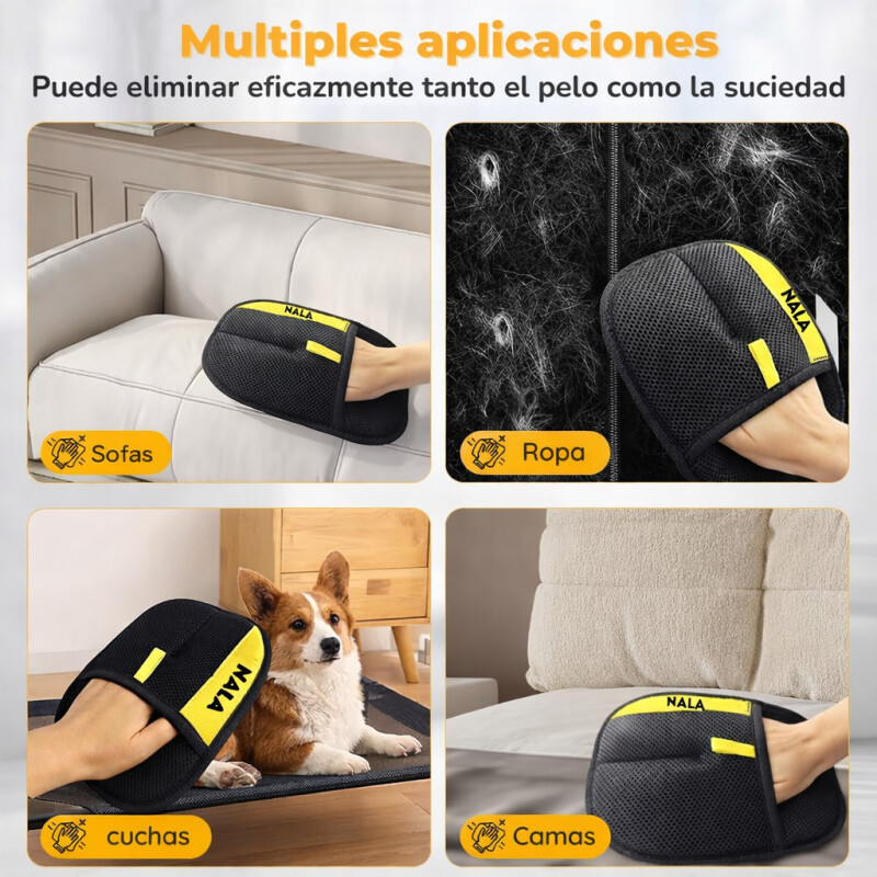 Guante Manopla Quita Pelo Limpieza Ropa Tela Reutilizable Negro Con Amarillo Guante Manopla Quita Pelo Limpieza Ropa Tela Reutilizable Negro Con Amarillo