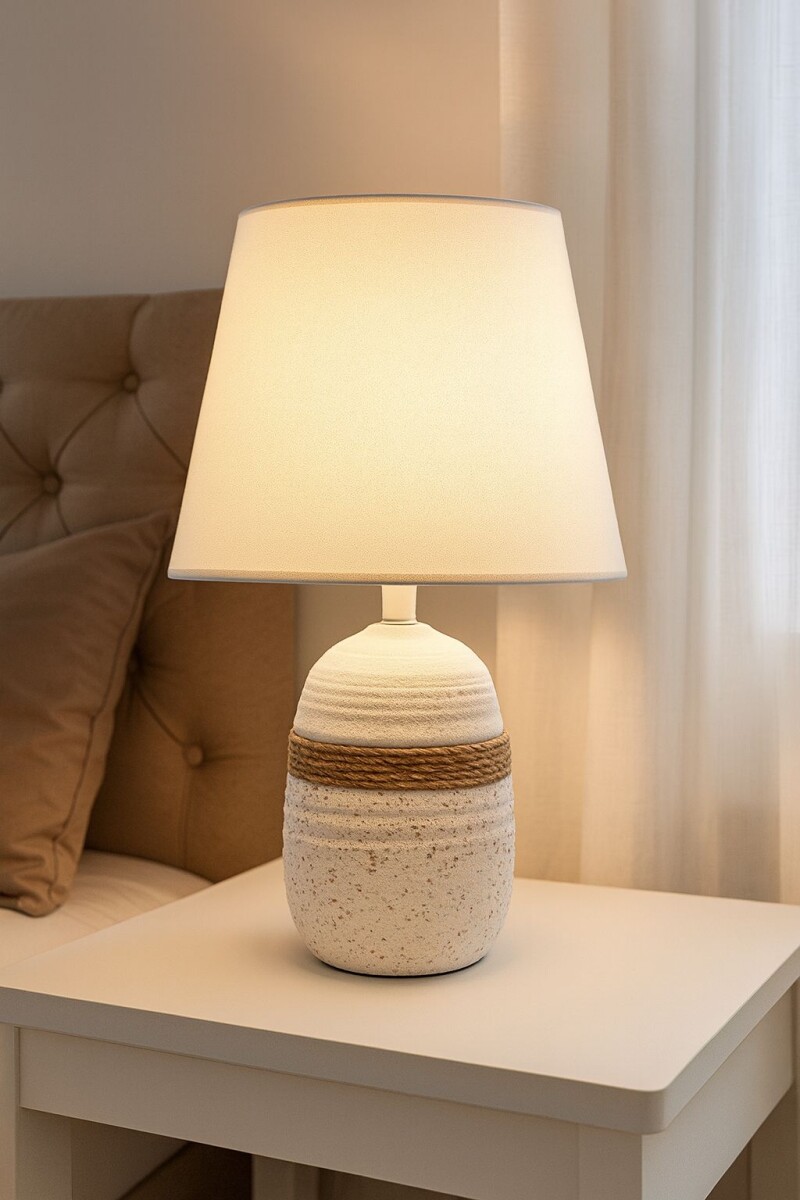 Lampara Portatil De Mesa De Ceramica Blanca 
