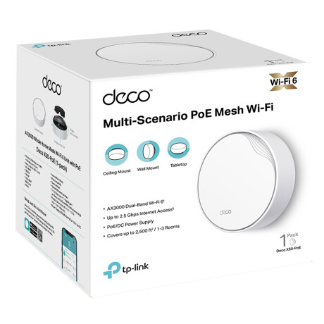 Tp-link - Deco X50 Poe X1. Router Mesh. Wifi Inteligente. Doble Banda. Hasta 230 M2. Poe 802.3AT. Ha 001