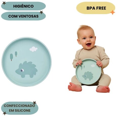 Plato con ventosa Cloudy verde