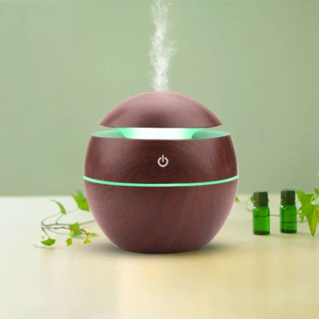 Humidificador Circular USB Con Led Efecto Madera Ø10cm 130ML Humidificador Circular USB Con Led Efecto Madera Ø10cm 130ML