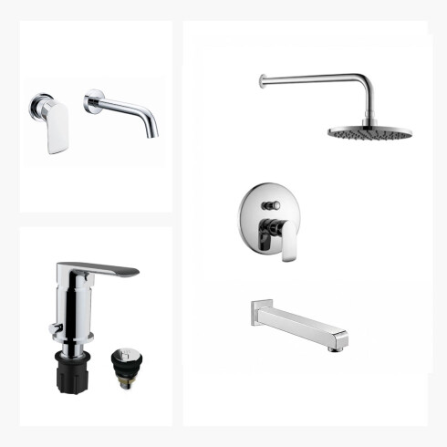 JUEGO DE GRIFERIA DUCHA EMBUTIDA LAVATORIO DE PARED Y BIDET 000