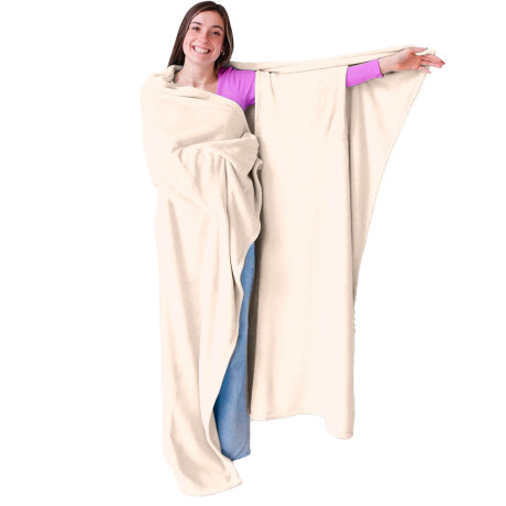 Manta Pijama Polar Manga Bolsillo Suave 185x175cm Beige