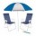 Set Sombrilla + Sillas x2 Pleg + Saca Arena Playa MOR Azul/plata