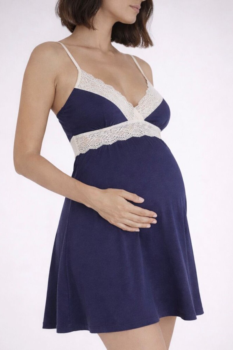 Camisón Maternal Avelina Azul Marino