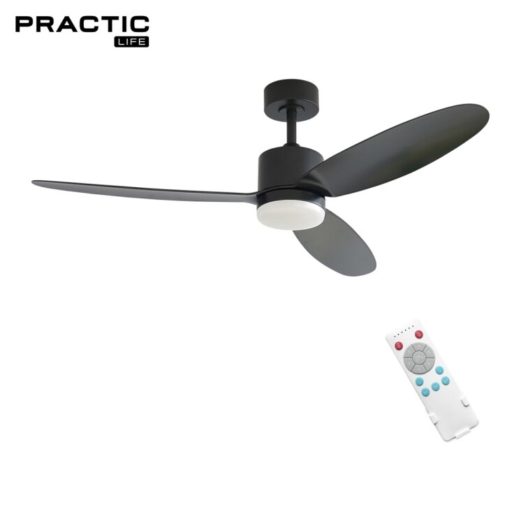 Ventilador de Techo Practic Life FS50233 con Luz LED y Control Remoto Negro